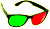 Red/green anaglyph glasses