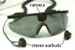 Video sunglasses, with covert camera above nose